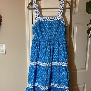 NWT Women's J.Crew Blue & White Floral Tiered Sleeveless Dress - Size 4